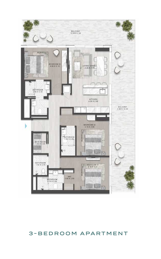 3 bedroom villa floor plan 